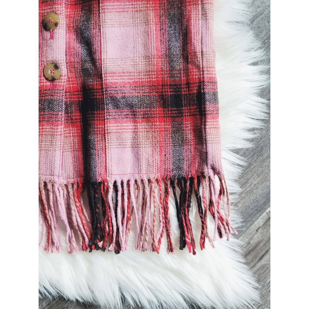 Anthropologie Pink Fringed Plaid Mini Skirt - New - Size 6 - Picture 6 of 9